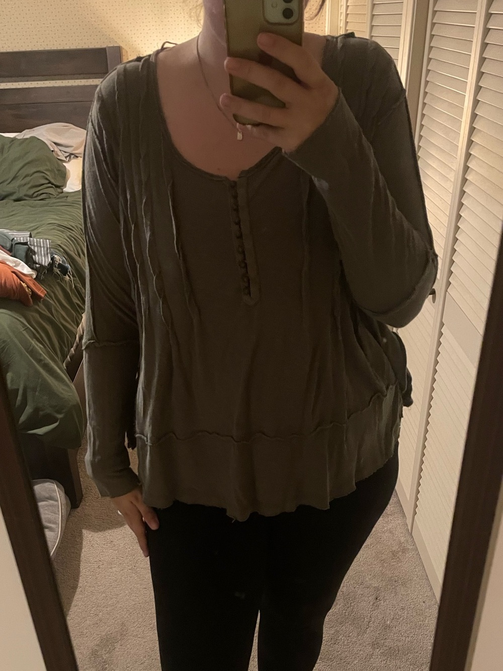 We The Free Olive Long-Sleeve Henley Top